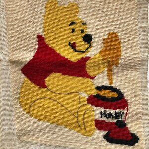 Winnie the Pooh needlepoint completed finished unframed vintage Disney Hunny